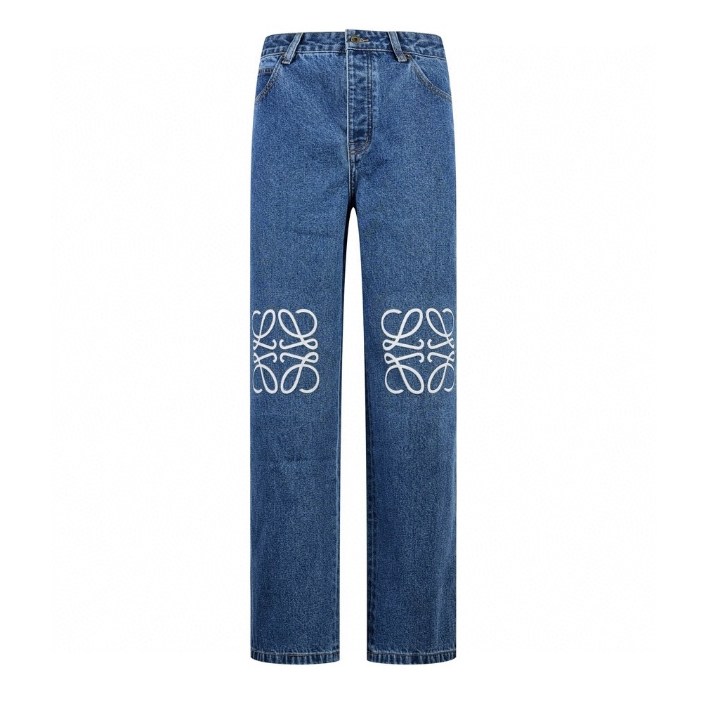🅿️340 【Suministro Exclusivo】 Pantalones vaqueros largos bordados Loewe Anagram (azul). Compra original de 9.900 para d…