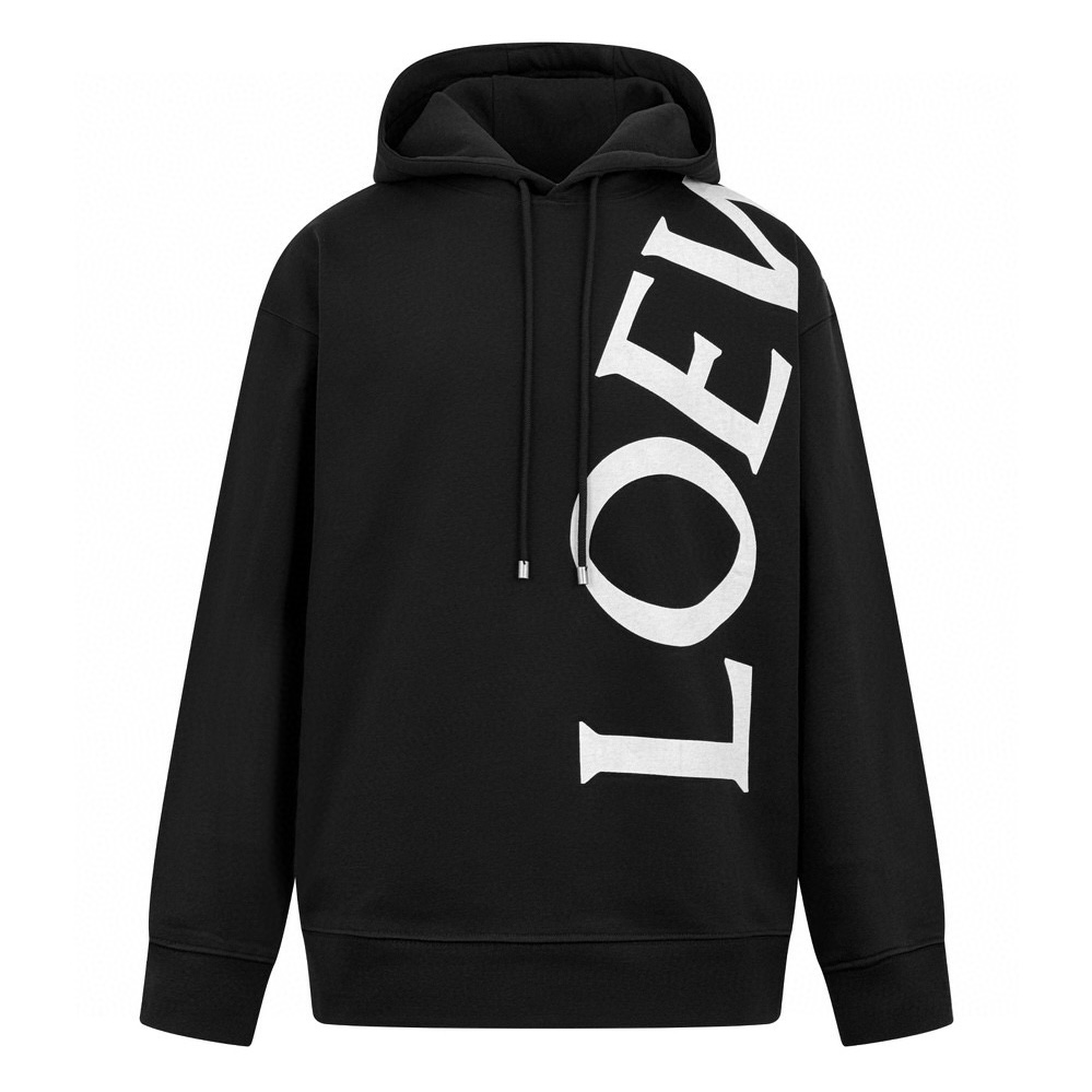 🅿️240 【Suministro exclusivo】 Sudadera con capucha y estampado de logo cruzado de Loewe (negro). La tela es un tejido d…