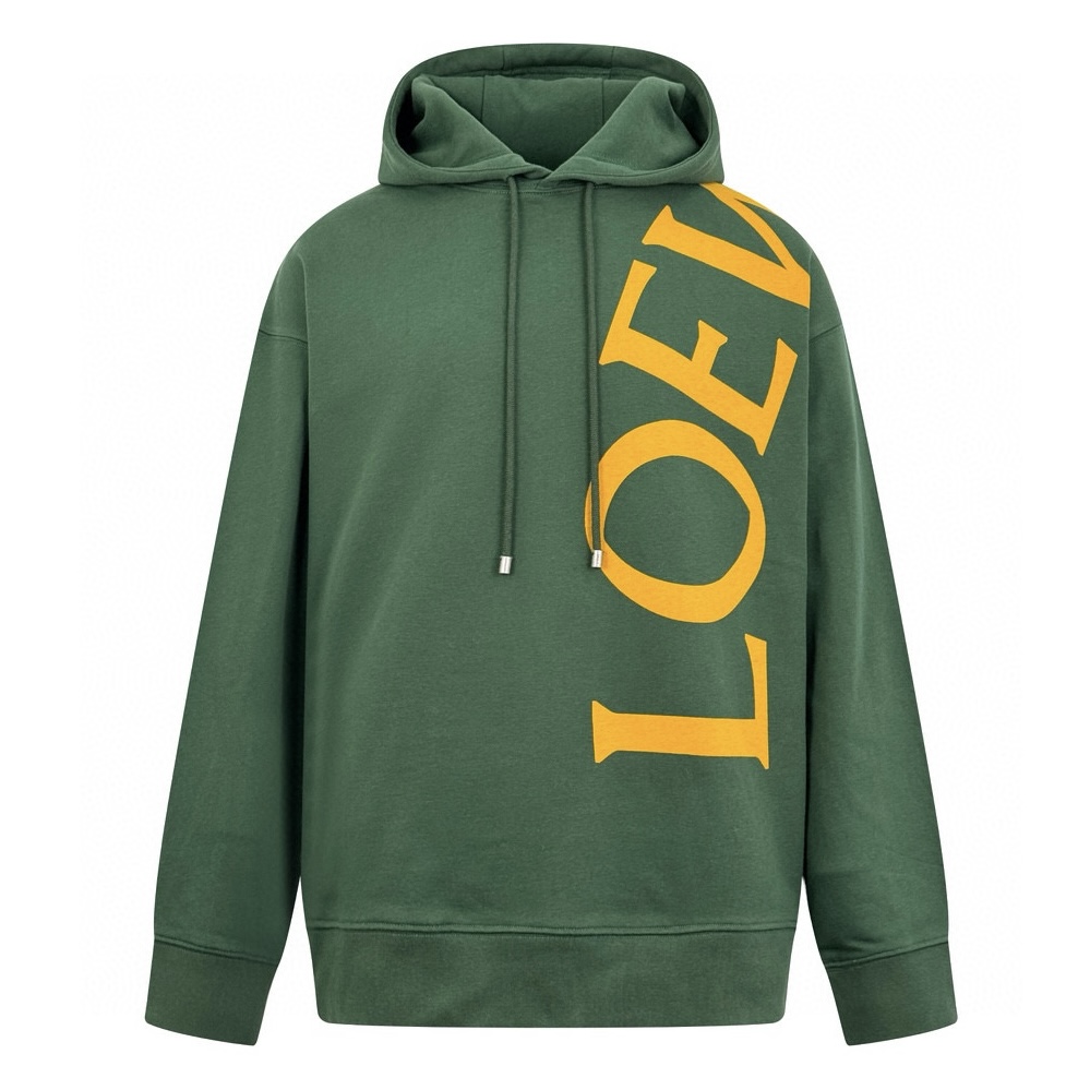 🅿️240 【Suministro exclusivo】 Sudadera con capucha y estampado de logo cruzado de Loewe (verde). La tela es un tejido d…