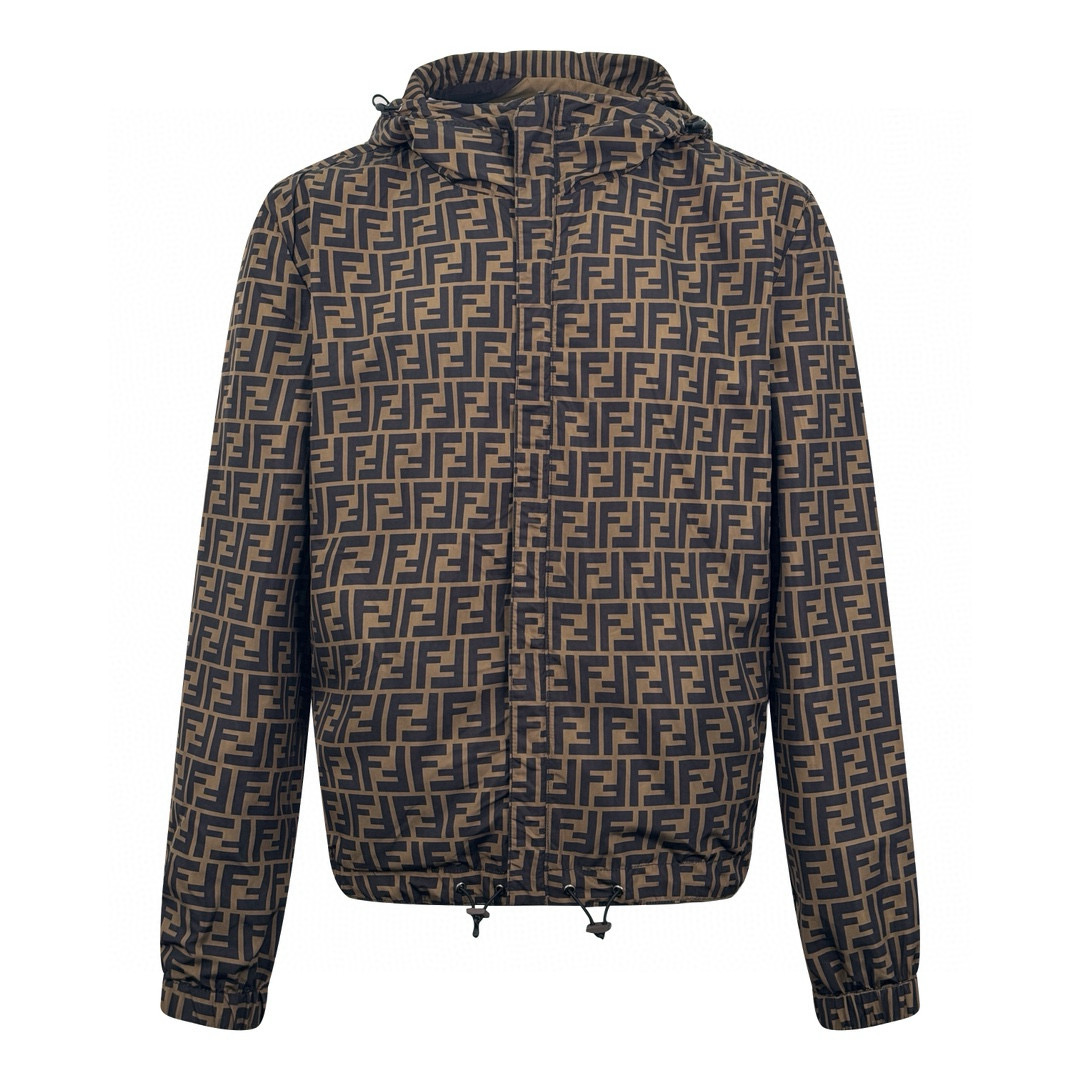 【Suministro exclusivo】 FD Chaqueta reversible de doble cara con estampado completo doble F (marrón) Original 17.500 com…