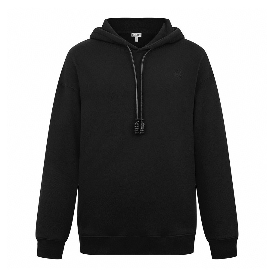 🅿️210 【Suministro Exclusivo】 Sudadera con capucha y cordón de cuero con logo Loewe (negro). Compra original de 8.800 p…