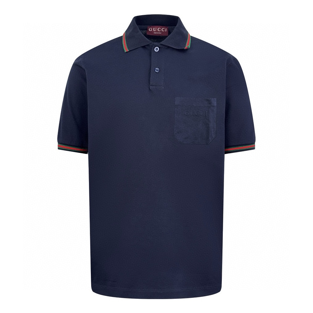 【Suministro exclusivo】 Guc polo con bolsillo y ribete rojo y verde, la tela utiliza piqué de algodón personalizado con …