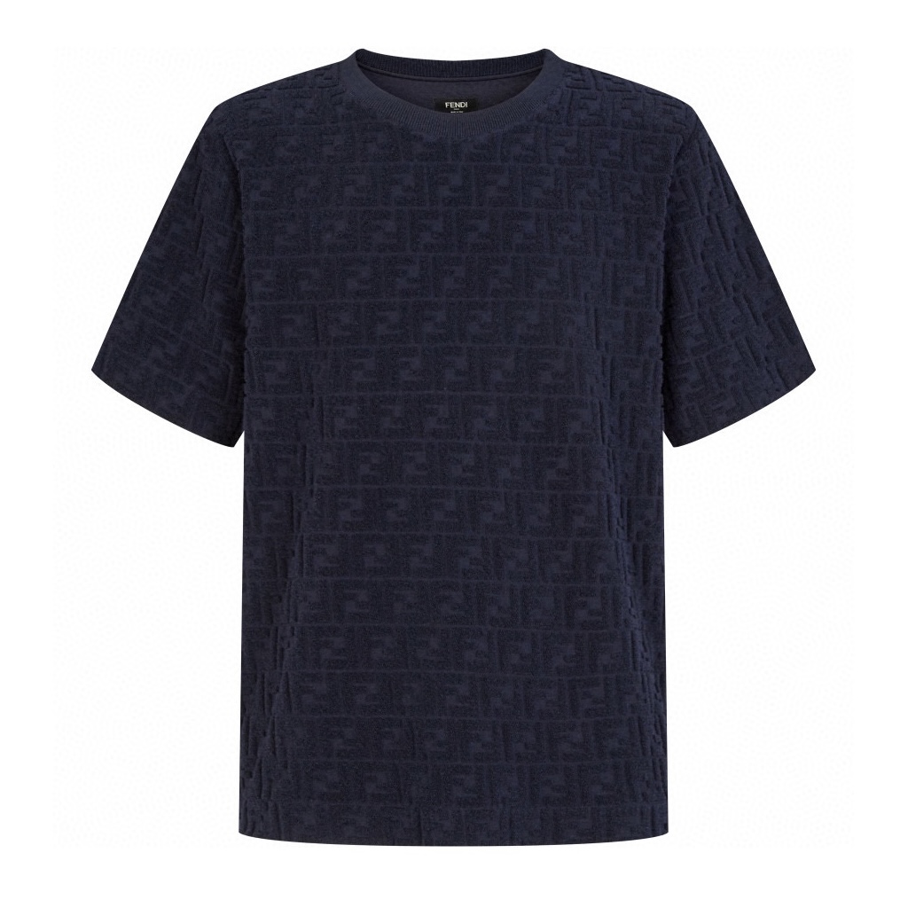 【Suministro exclusivo】 FD Camiseta de manga corta de algodón afelpado con estampado completo (azul marino) Original 7.3…