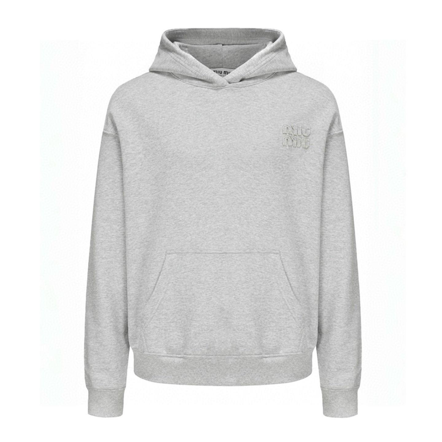 【Suministro exclusivo】 MiuMiu Sudadera con capucha y letras aplicadas (gris) Original comprada por 12,400 para desarrol…