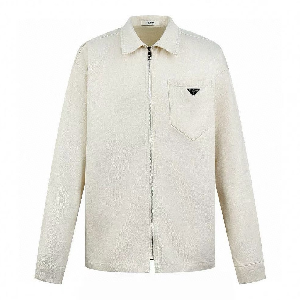 [Suministro exclusivo] Chaqueta con cremallera y bolsillo con logo triangular Pra. Compra original y desarrollo por 17.…