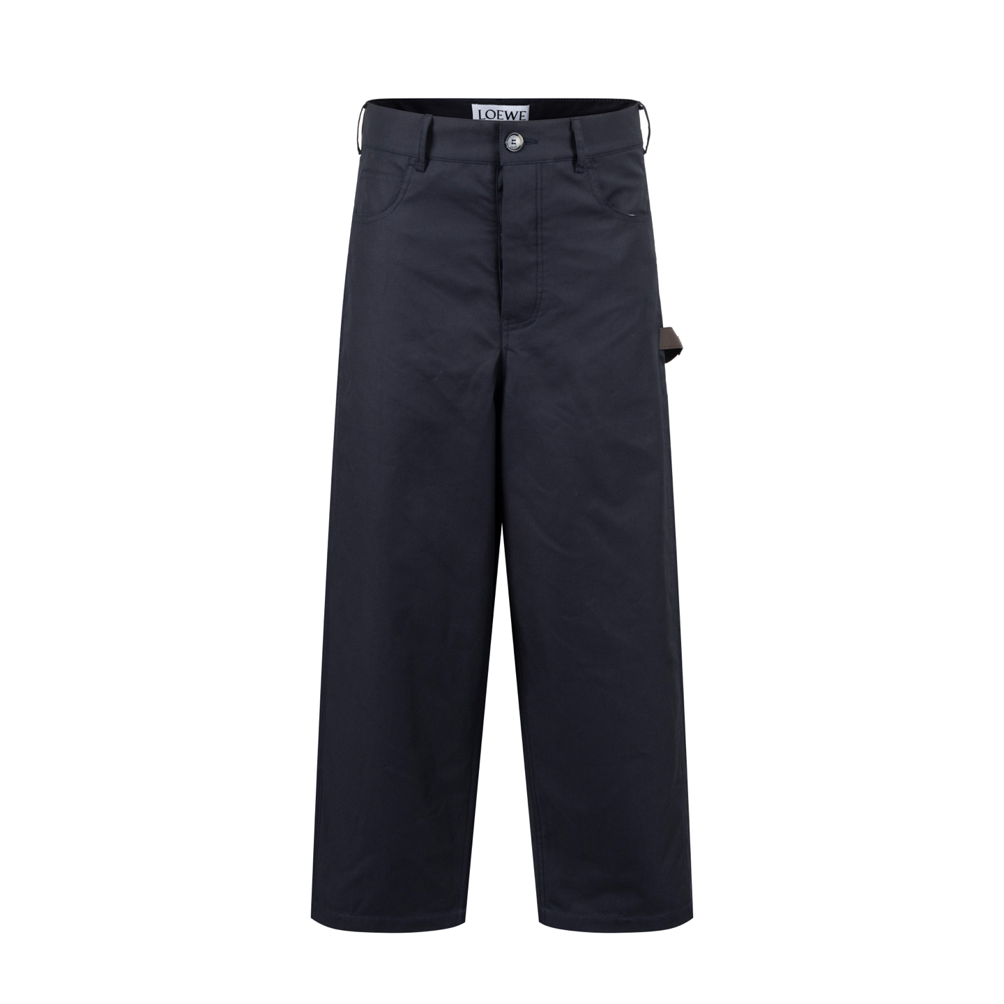 🅿️250 【供应 exclusivo】 Loewe Pantalones de trabajo de sarga de algodón con etiqueta de cuero La tela utiliza sarga de al…