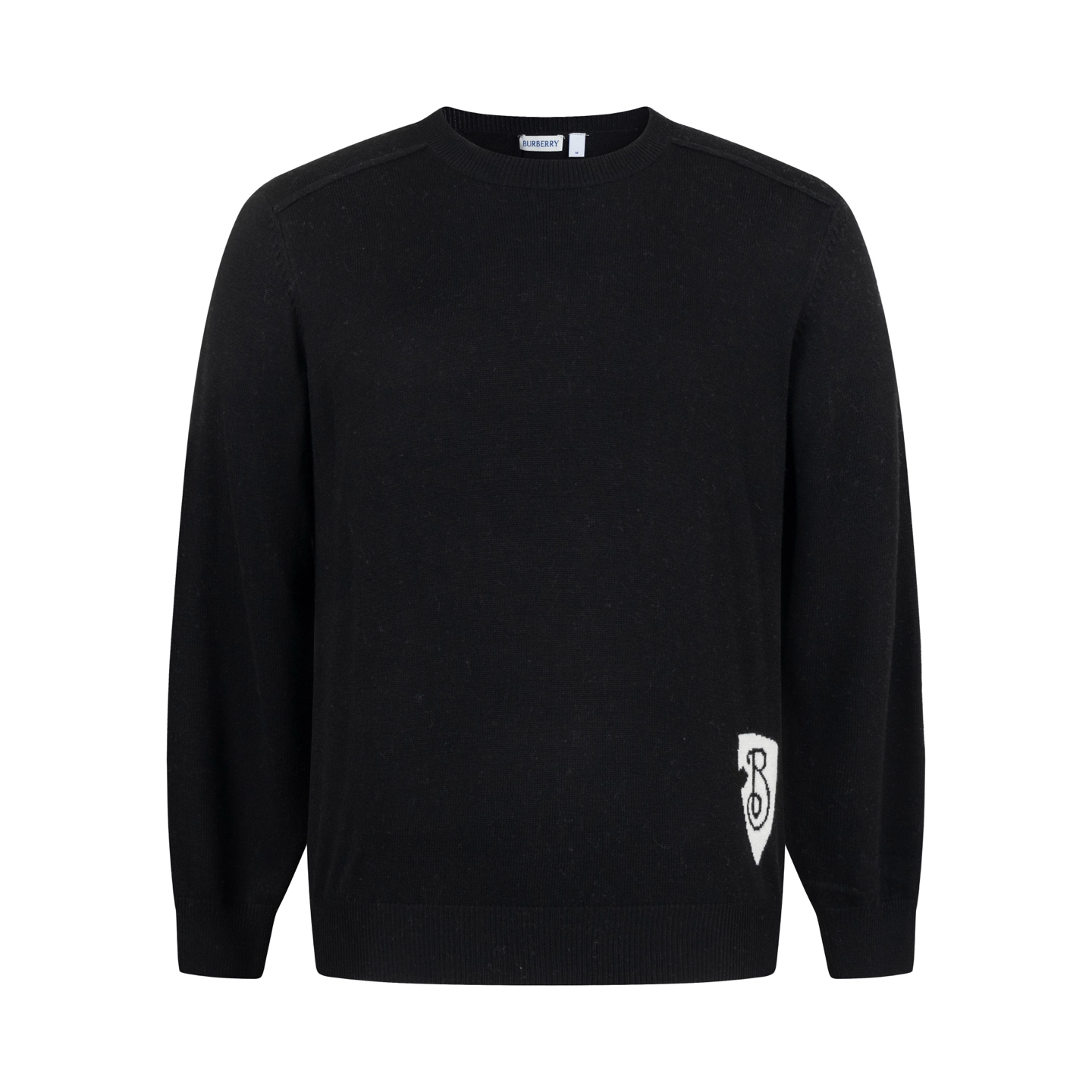 [Suministro exclusivo] Suéter con cuello redondo y intarsia con escudo BBR (negro) La versión original se compró por 11…