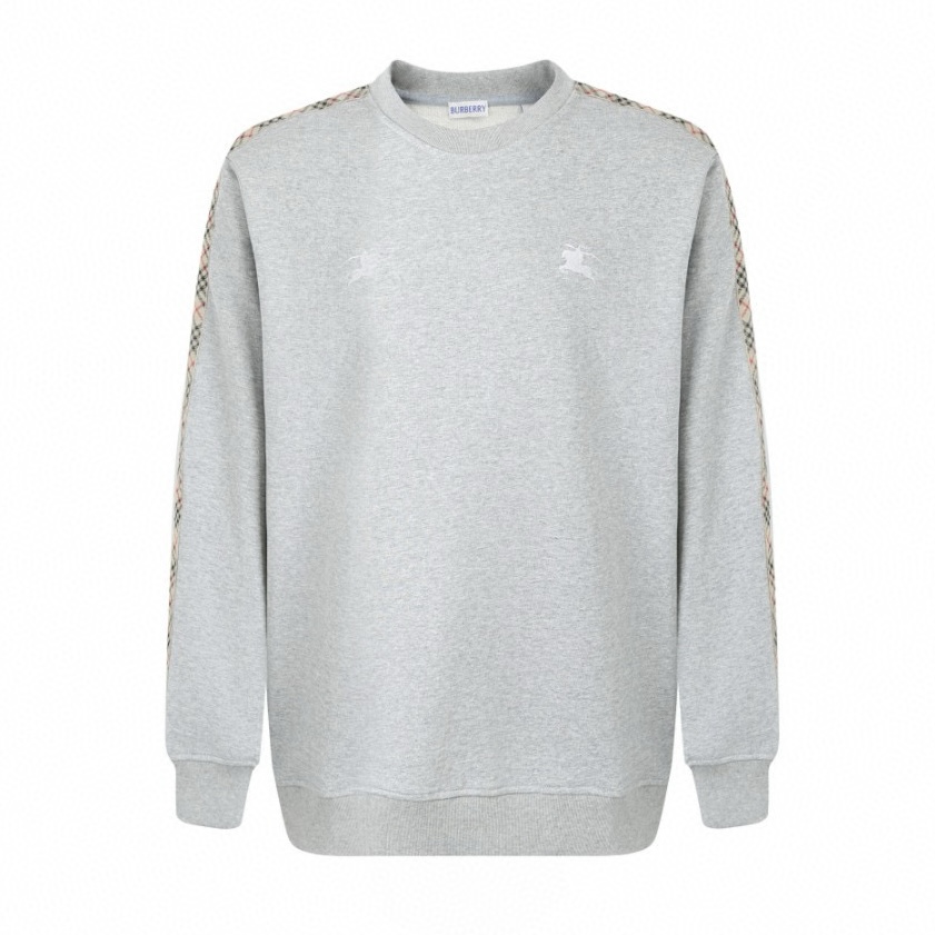 [Suministro exclusivo] Sudadera con cuello redondo y correas a cuadros de caballo de guerra BBR (gris) La tela está hec…