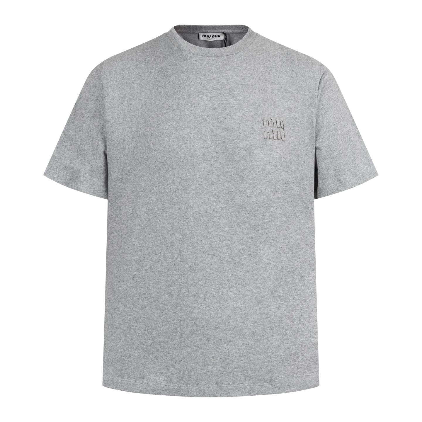 【suministro exclusivo】 MiuMiu camiseta de manga corta con bordado de parche quemado (gris) original 4919 comprado para …