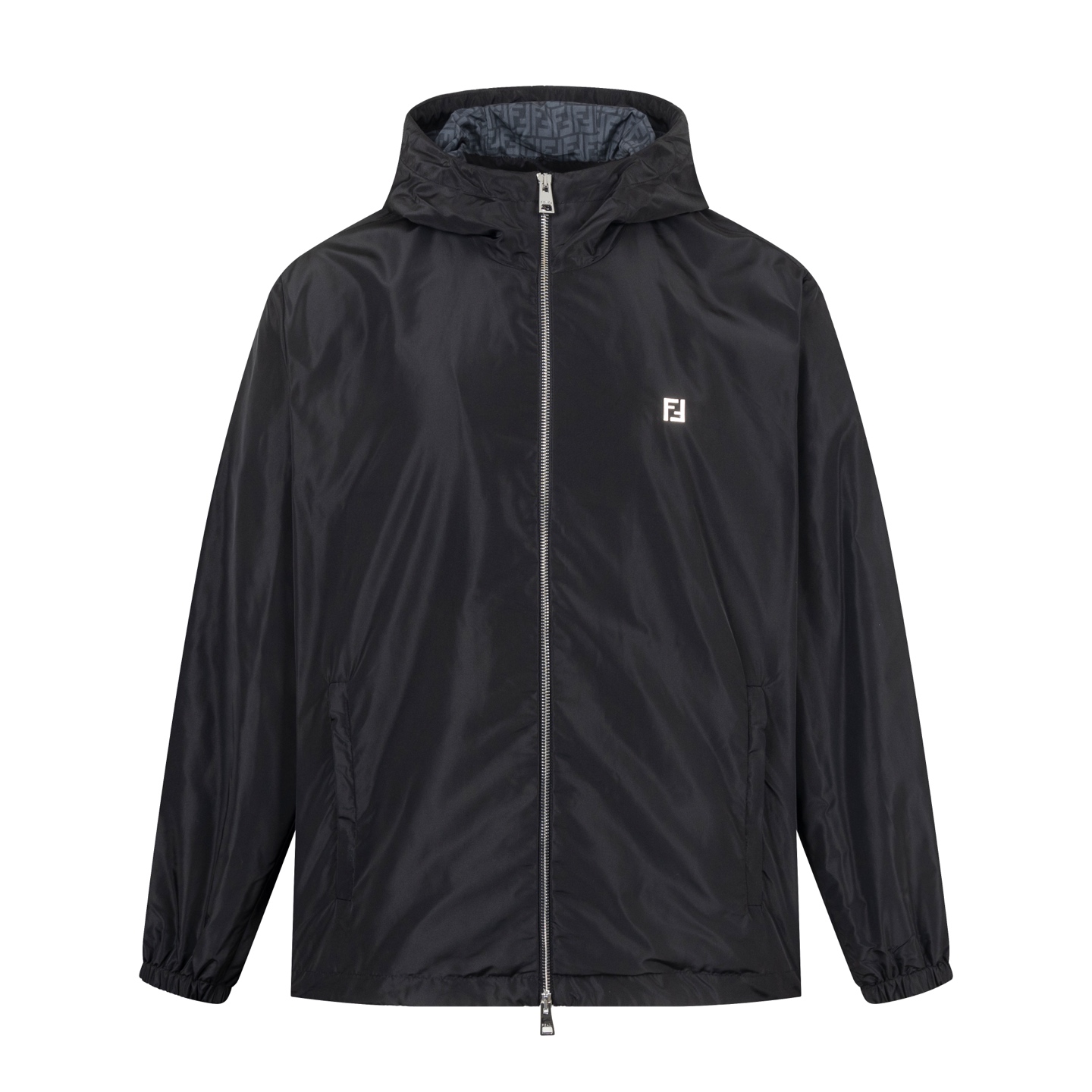 【Suministro exclusivo】 FD 25FW Chaqueta con capucha con etiqueta metálica doble F. La tela utiliza 100% fibra de poliés…