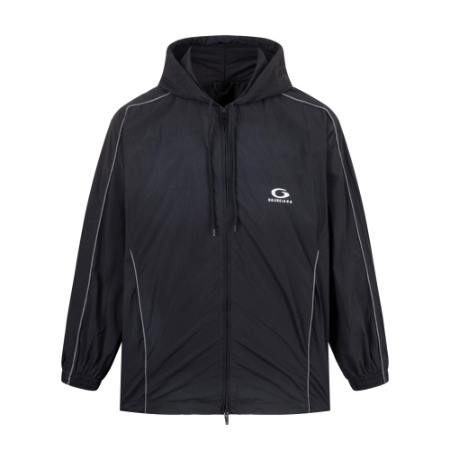 Balenciaga Black Nylon Windbreaker Jacket with Embroidered Logo 1 Balenciaga Black Nylon Windbreaker Jacket with Embroidered Logo