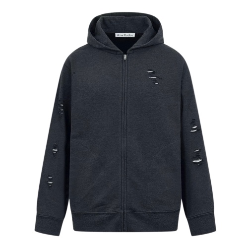 Acne Studios Distressed Print Hoodie - Black Gray, Soft Cotton Blend 1 Acne Studios Distressed Print Hoodie - Black Gray, Soft Cotton Blend
