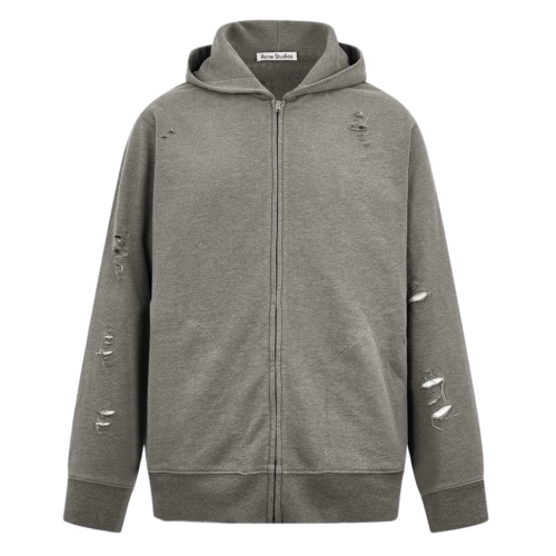 Acne Studios Distressed Print Hoodie - Gray Green, Cotton, Comfortable 1 Acne Studios Distressed Print Hoodie - Gray Green, Cotton, Comfortable