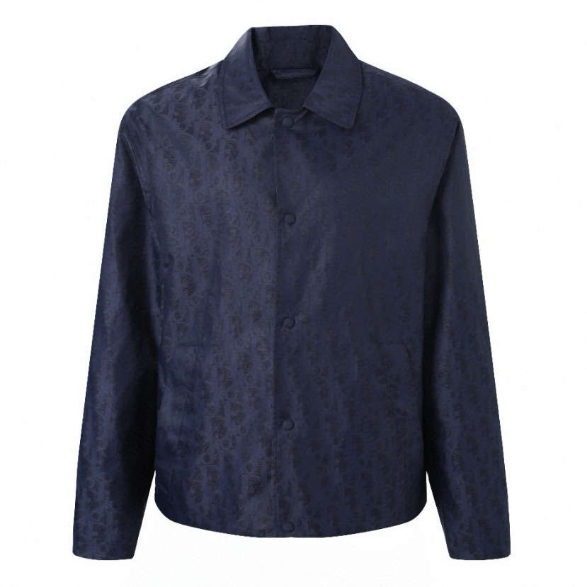 Dior Blue All-Over Jacquard Full-Zip Jacket Lightweight & Water-Repellent