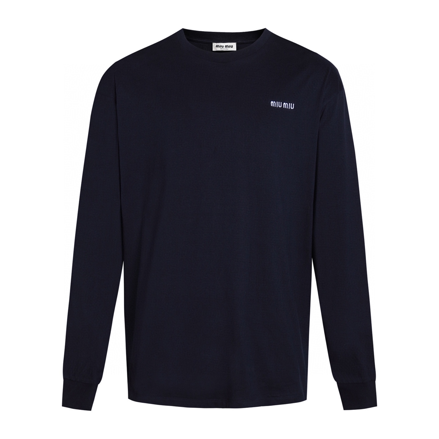 【供应独家】 MiuMiu Jersey de manga larga con logotipo bordado (azul marino). Original comprado por 8,750 para desarrollo. La…