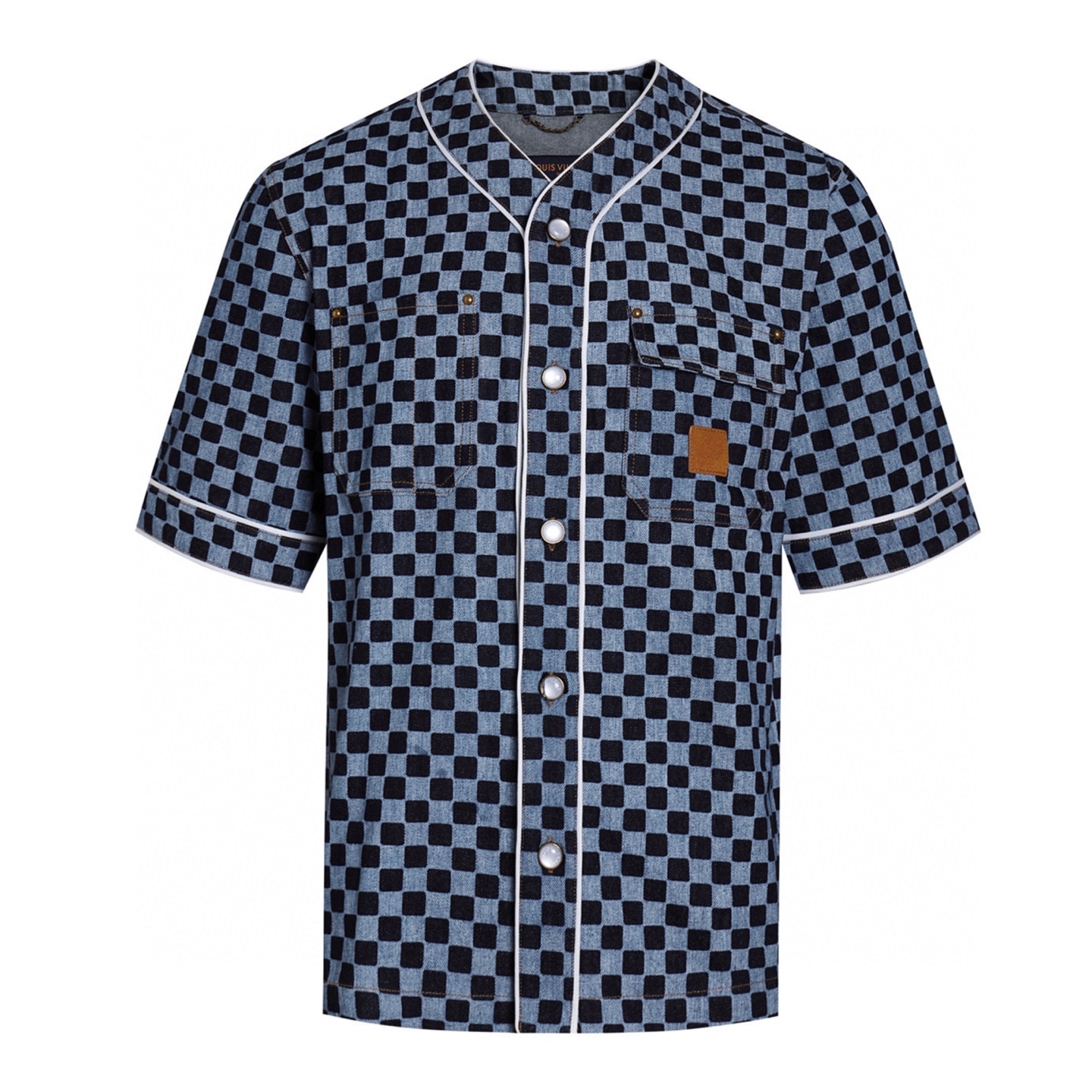 【Suministro exclusivo】 1v 25FW Camisa de manga corta vaquera con estampado de cuadros y etiqueta real. Original comprad…