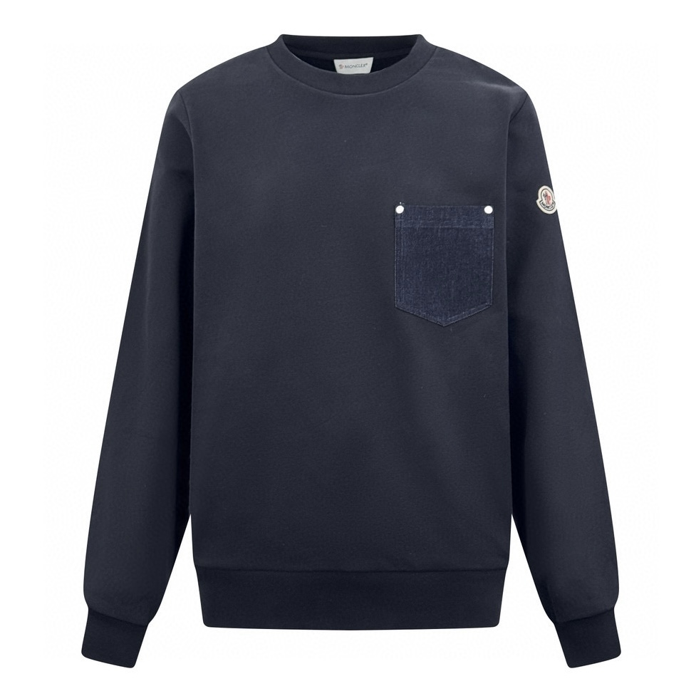 【Suministro exclusivo】 Moncler Sudadera de cuello redondo con bolsillo de mezclilla Original comprado por 4,900 para de…