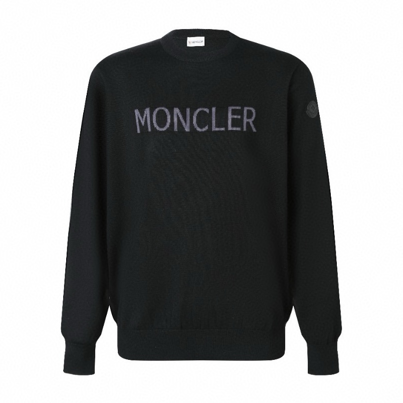 【Suministro exclusivo】 Moncler Suéter de cuello redondo con logo de letras (negro) La tela es una mezcla de lana, princ…