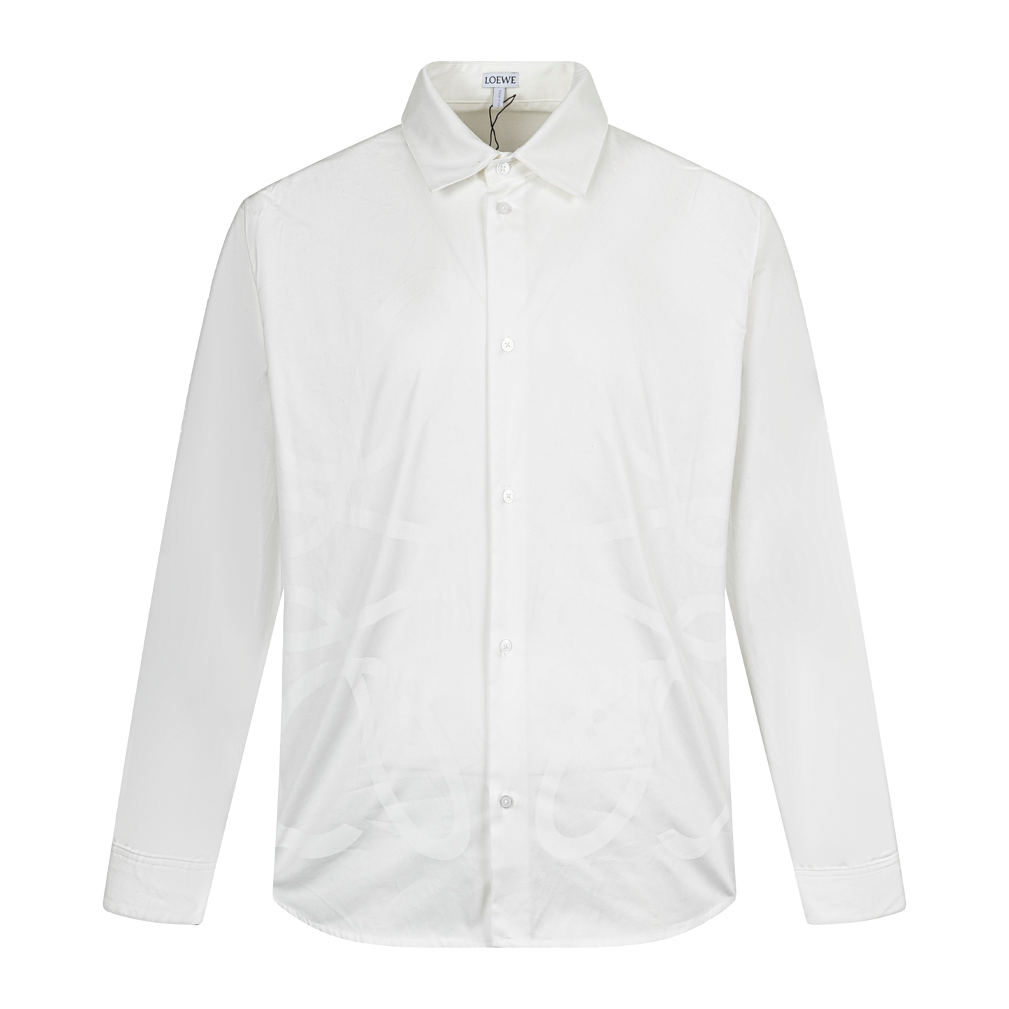 🅿️240 【Suministro exclusivo】 Camisa de manga larga con logotipo Loewe Anagram (blanca). Tejido de popelín de algodón l…