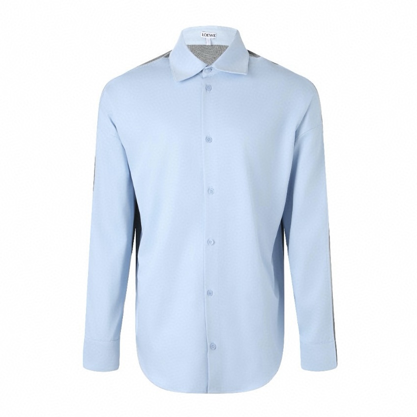 🅿️295 【Suministro Exclusivo】 Camisa de Manga Larga con Paneles de Punto Loewe (Azul). El Tejido del Panel Delantero se…