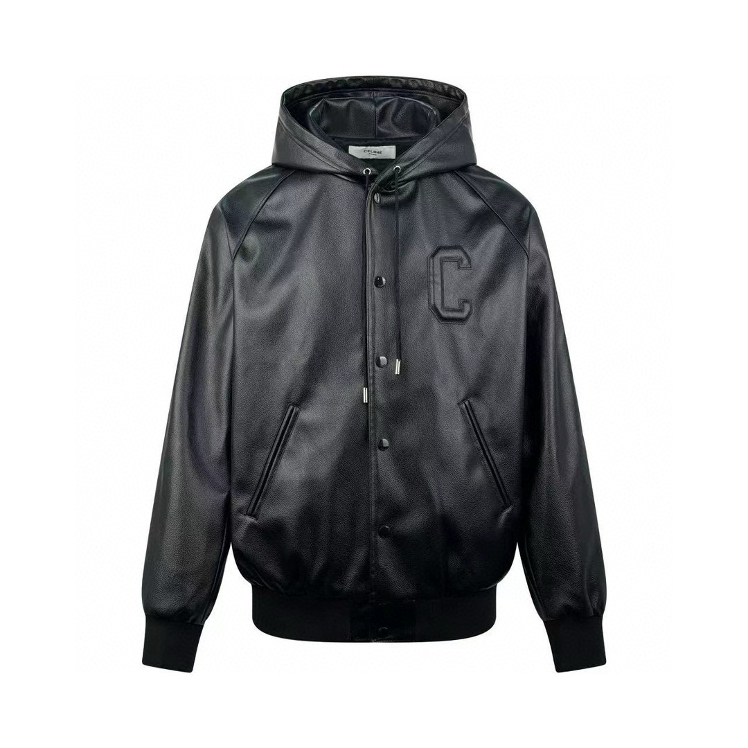 【Proveedor exclusivo】 Chaqueta con capucha de cuero grabado con gran C de Celine. Original comprado por 41,000 para des…