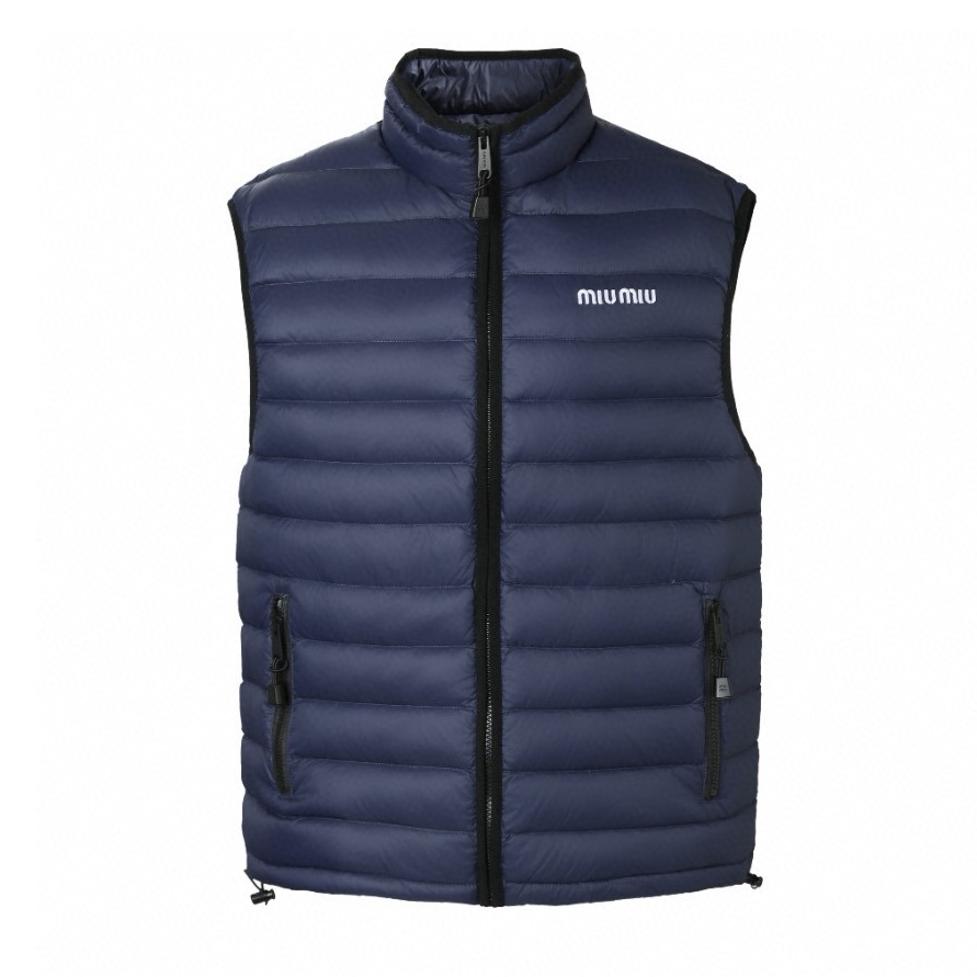 【Suministro exclusivo】 Chaleco acolchado MiuMiu 25SS con logo pequeño (azul). Tejido de nailon de alta gama hecho de fi…