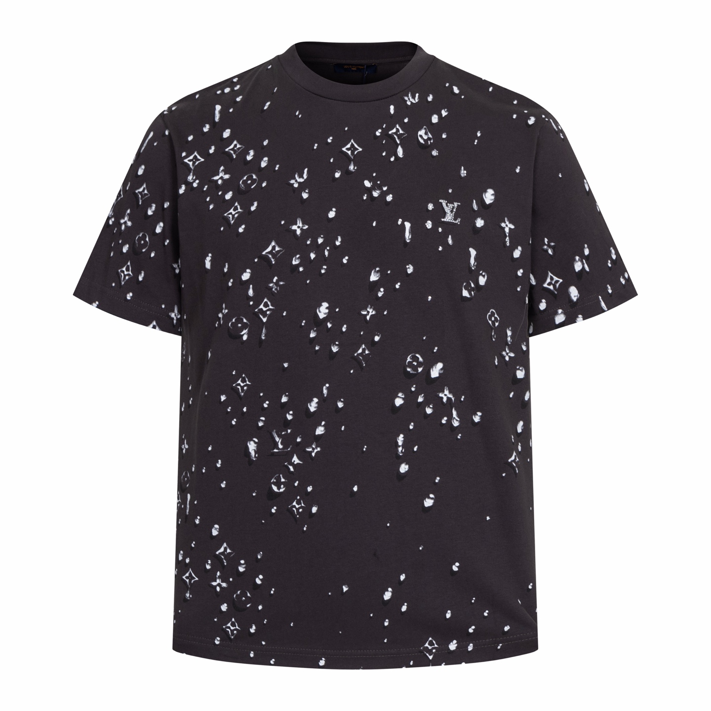 P140 1v Mangas cortas de ancho completo con estampado de gotas de agua y diamantes calientes. La tela está hecha de tej…