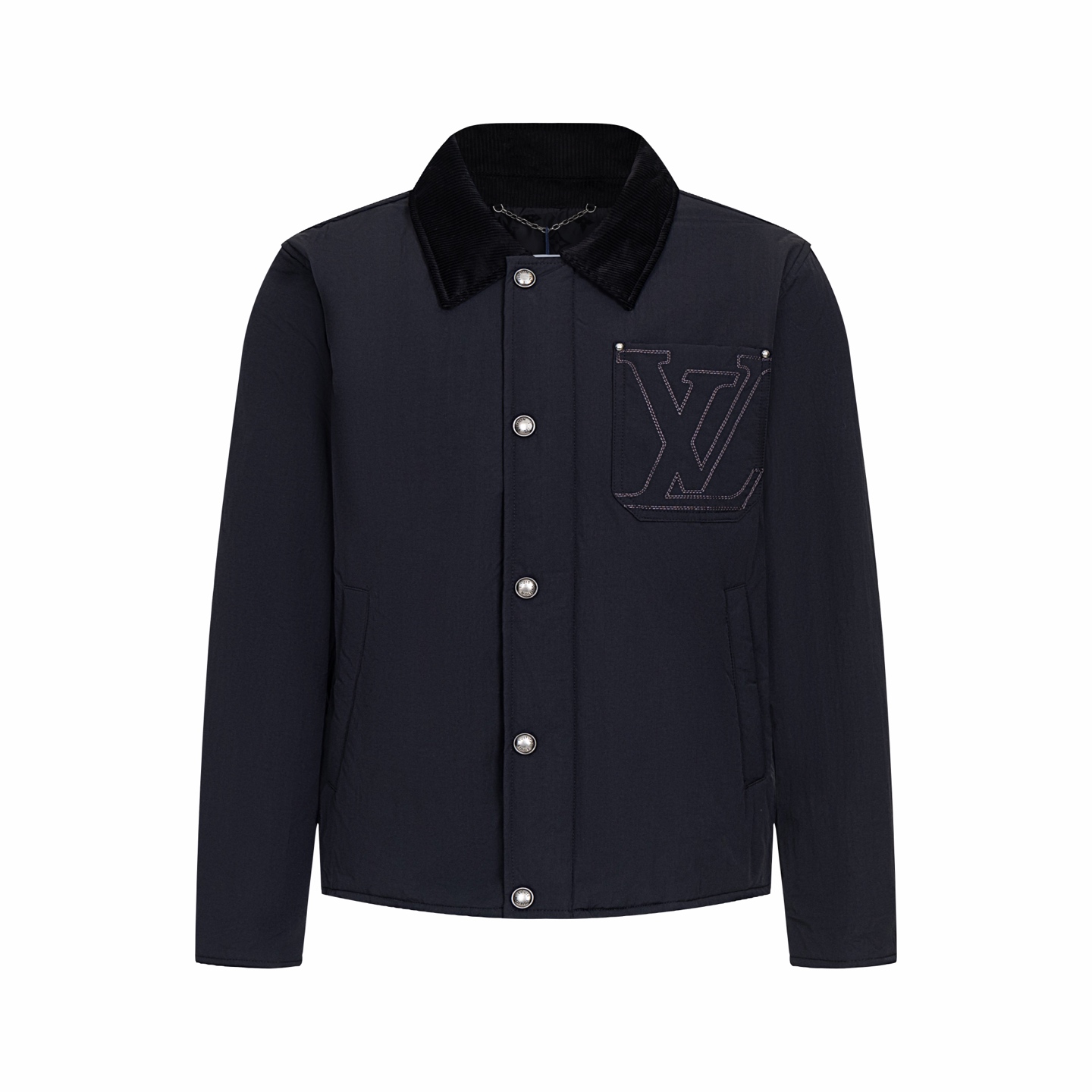 P360 1v 25FW Chaqueta con solapa de pana bordada con bolsillo Esta chaqueta de trabajo presenta un sofisticado cuello d…
