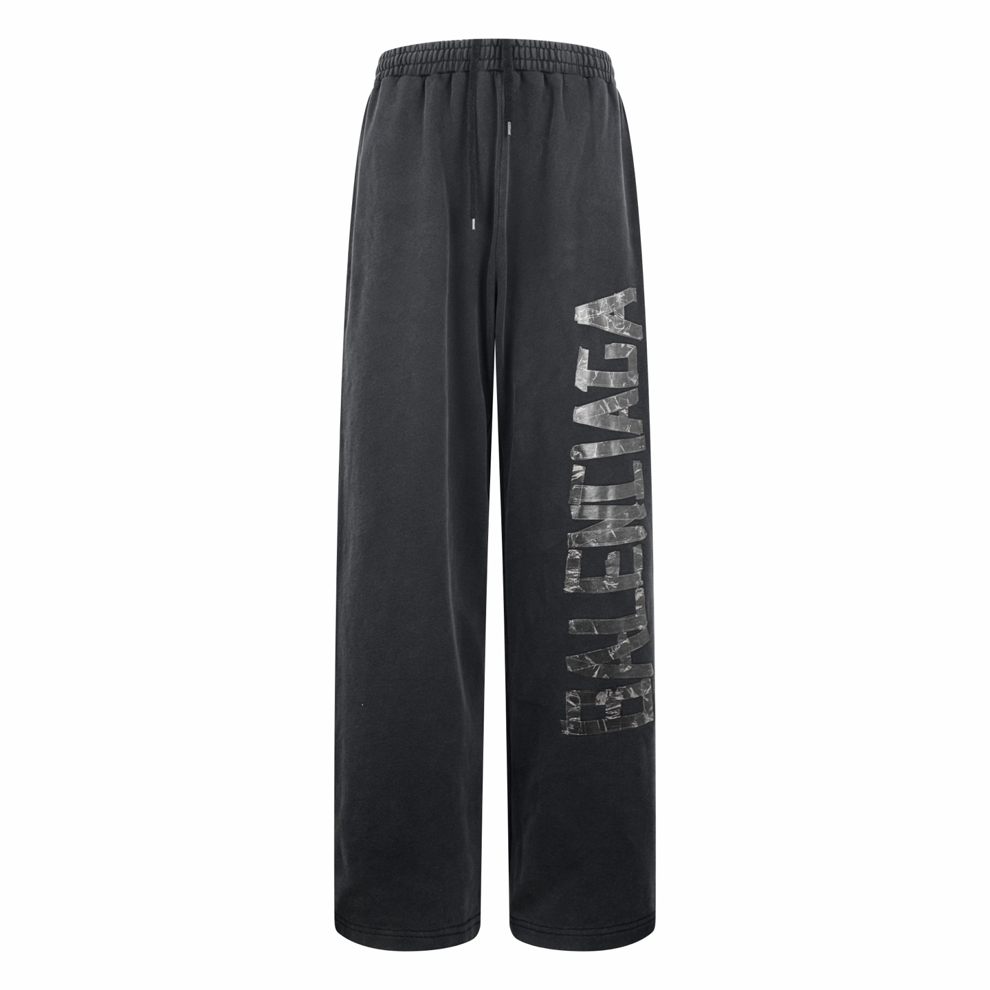 P200 BLCG Pantalones largos vintage con estampado de cinta de papel crepé y efecto desgastado, desarrollo comprado orig…