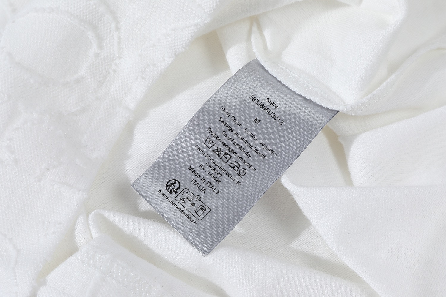 Dior CD 25SS 剪线提花短袖白色
