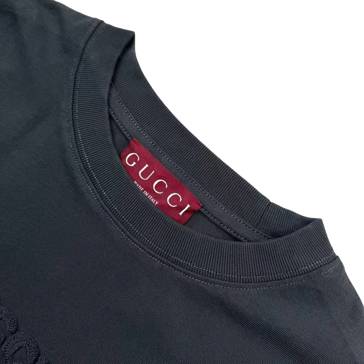 Gucci Guc 25SS 标识刺绣短袖灰色