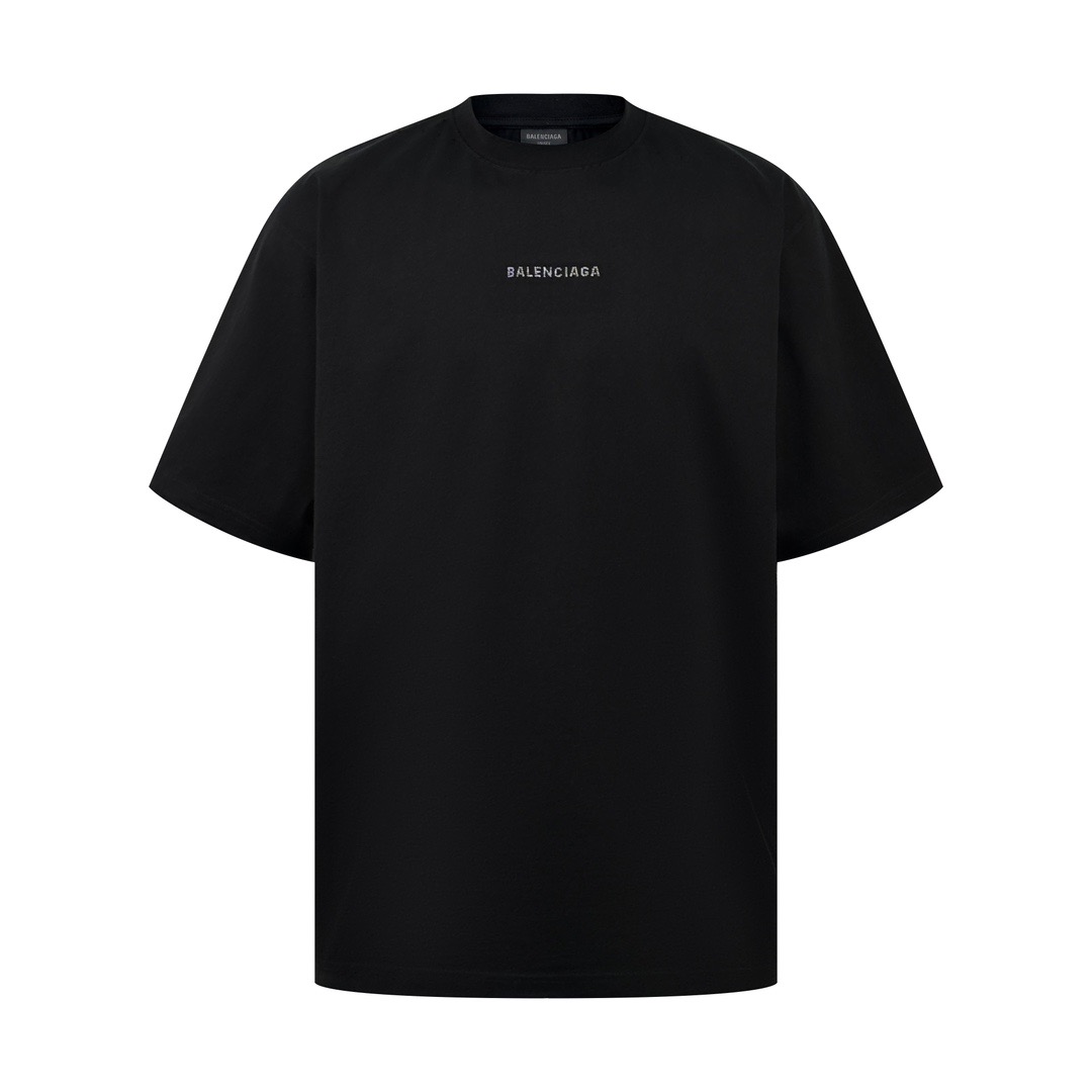 P130 BLCG 24SS camiseta de manga corta con letras y pedrería desgastada. La tela utiliza algodón de alta calidad brilla…