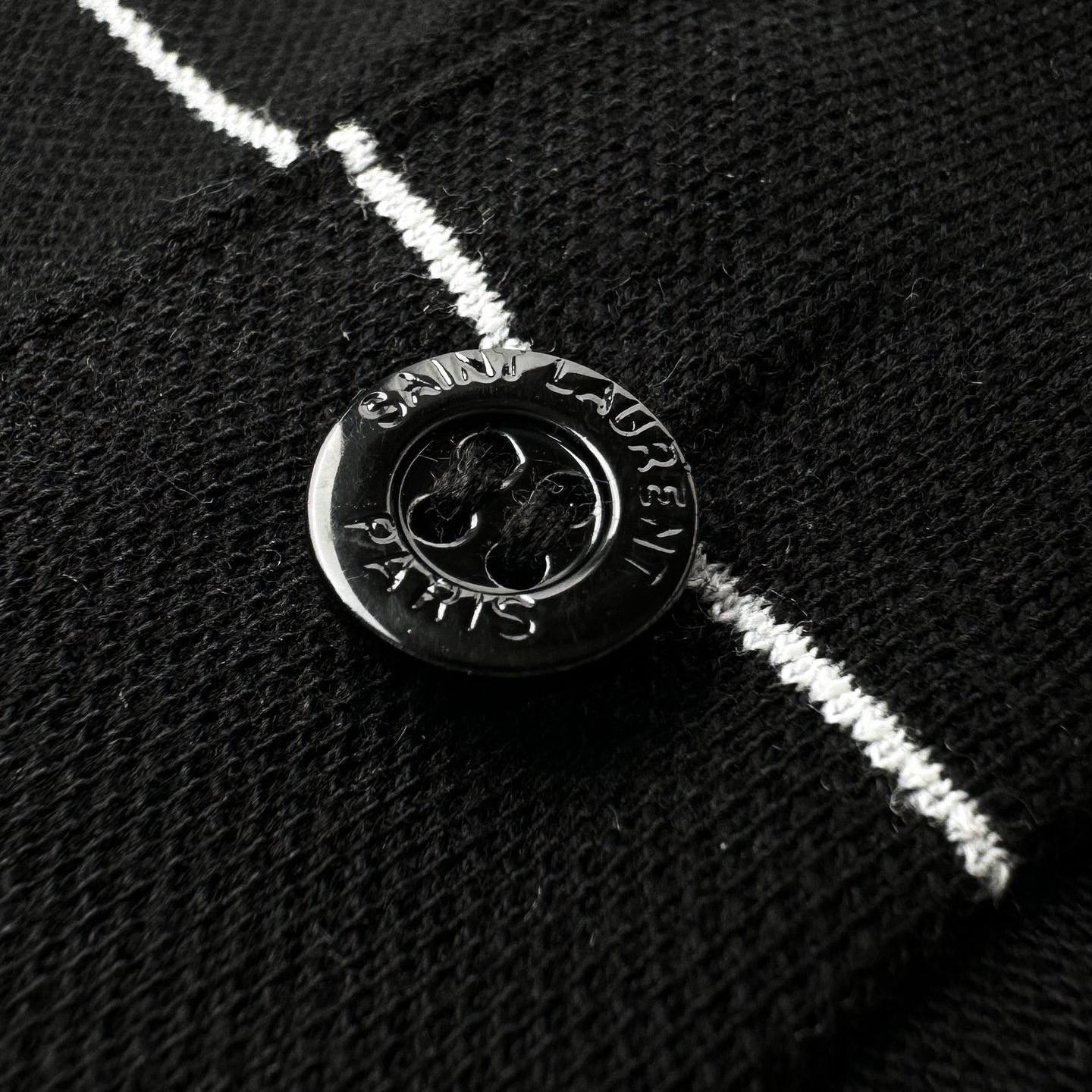 Saint Laurent Saint Laurent 标识刺绣条纹Polo衫