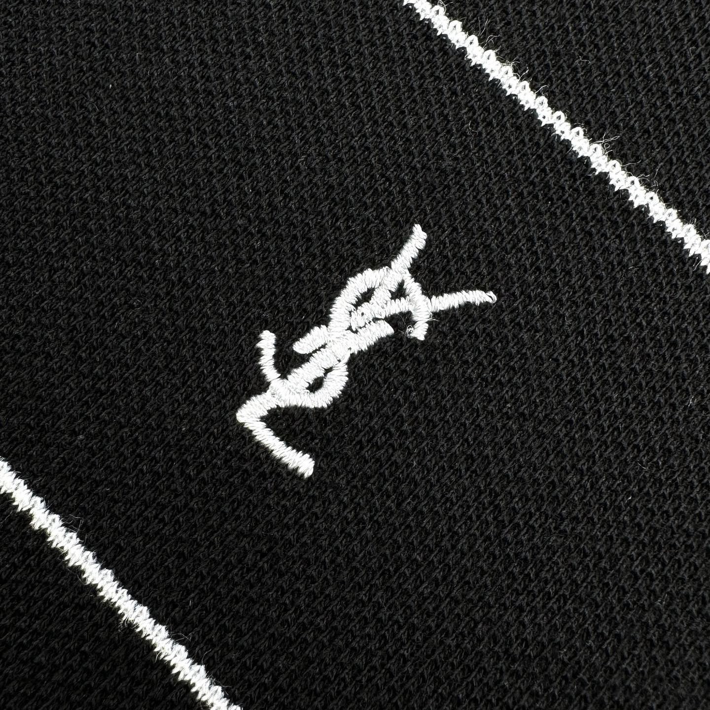 Saint Laurent Saint Laurent 标识刺绣条纹Polo衫