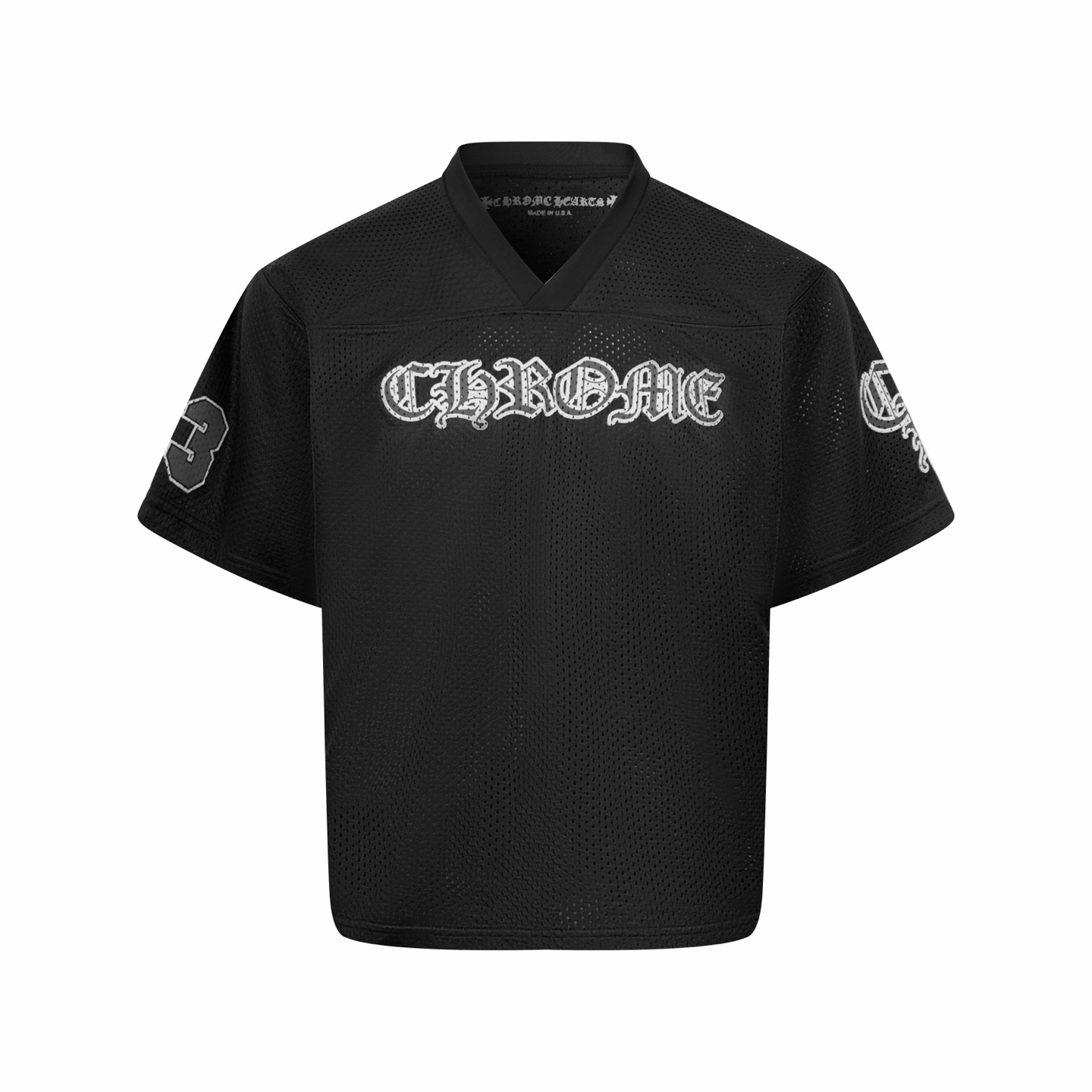 Chrome Hearts CH 克罗心梵文网眼冰球V领短袖