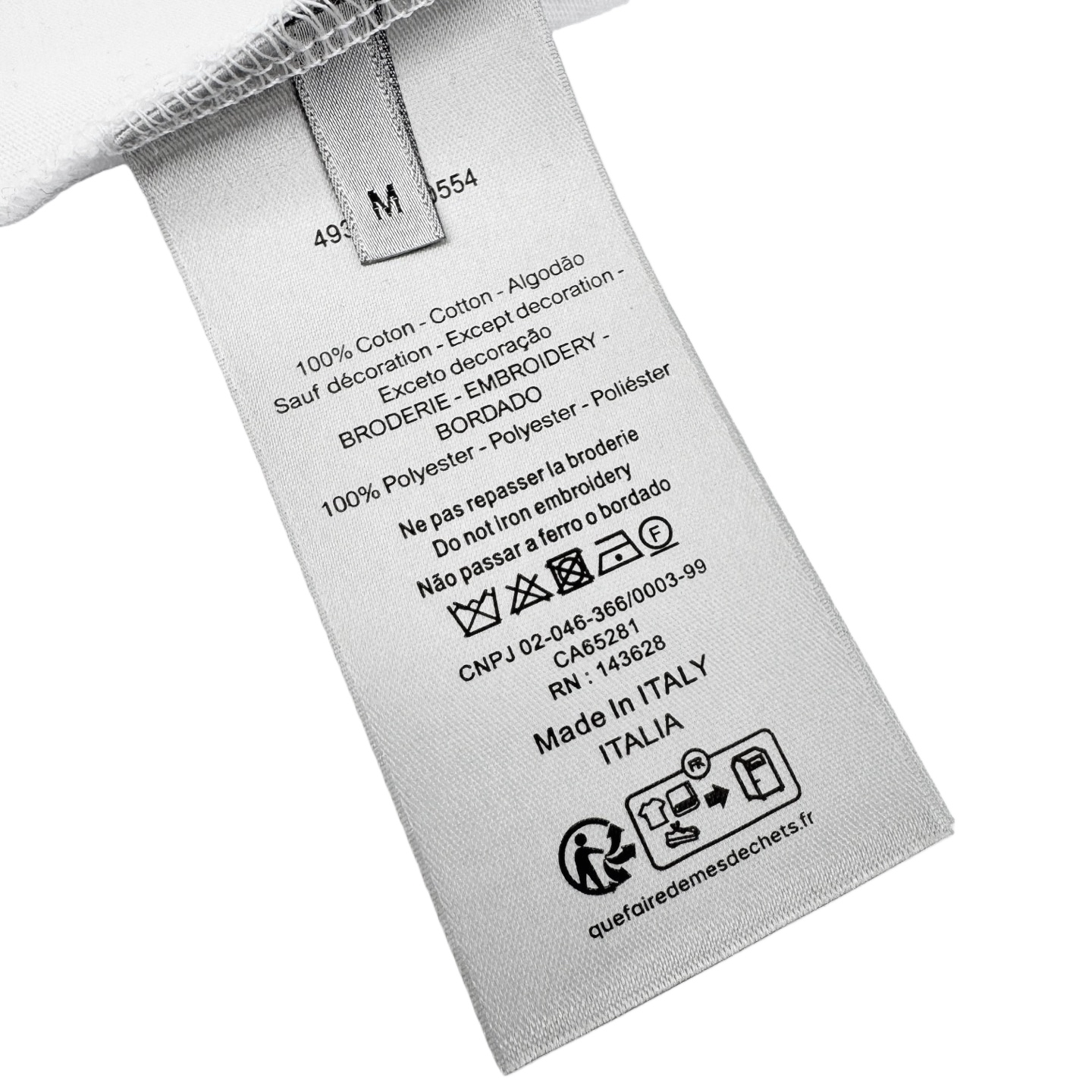 Dior CD Ribbon 绳绣刺绣短袖白色