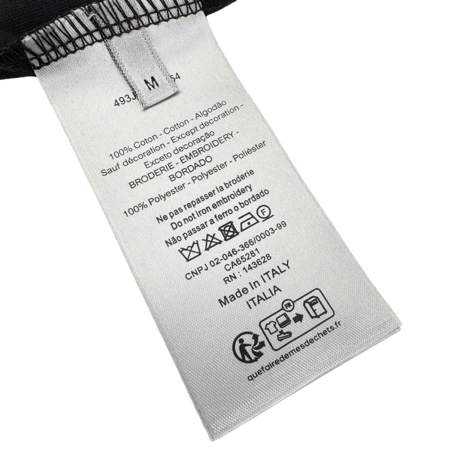 Dior CD Ribbon 绳绣刺绣短袖石墨黑