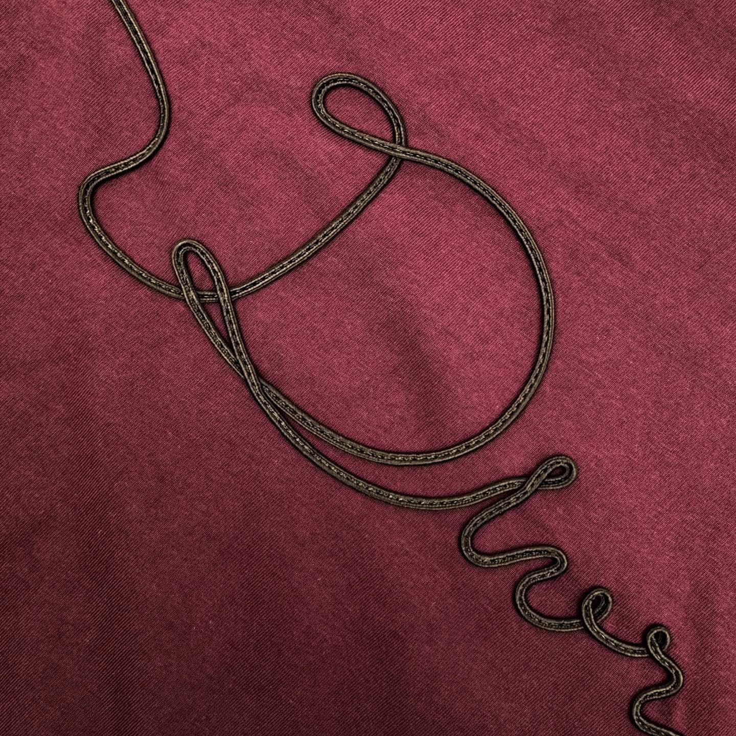 Dior CD Ribbon 绳绣刺绣短袖酒红色