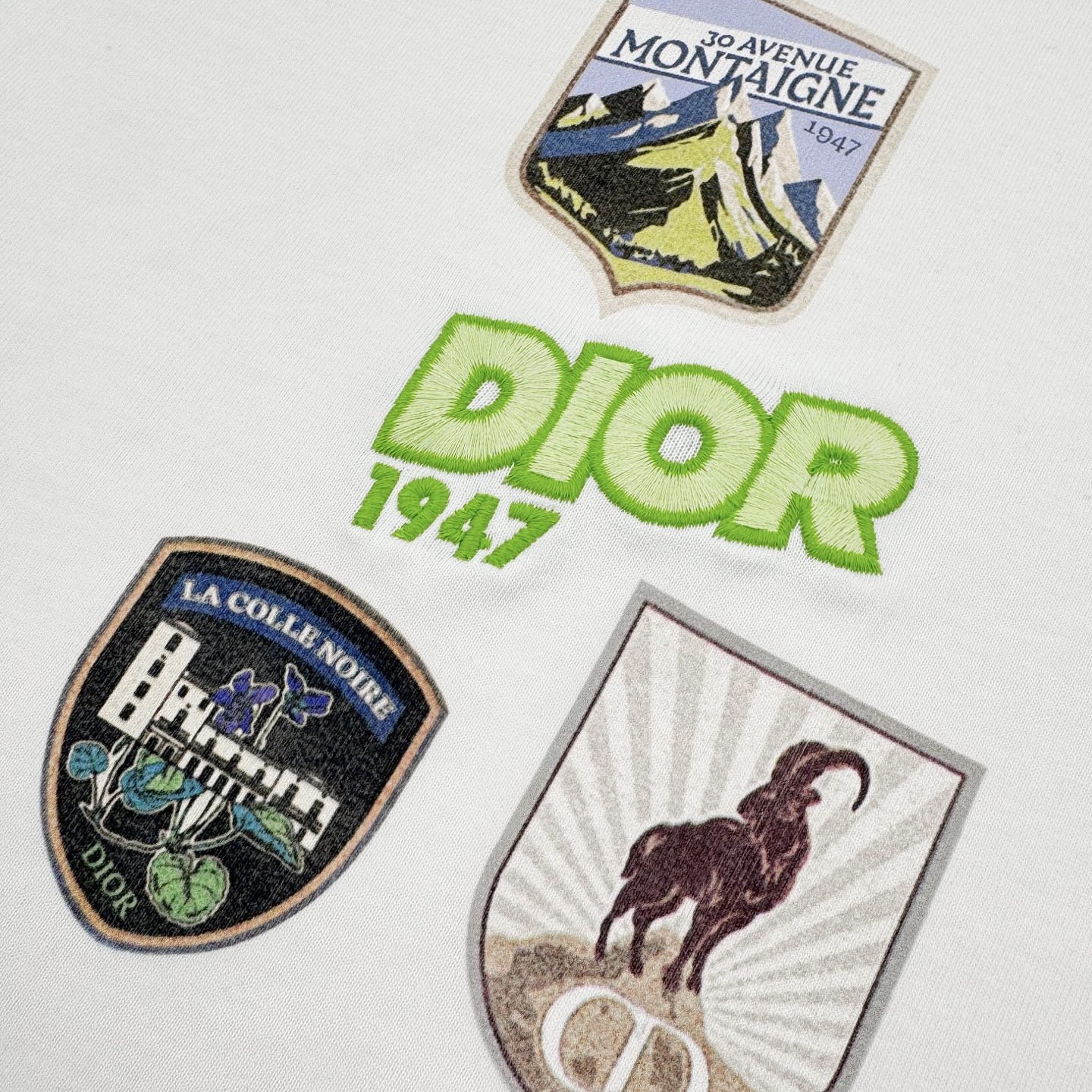 Dior CD Mountain 高山盾牌印刺短袖白色