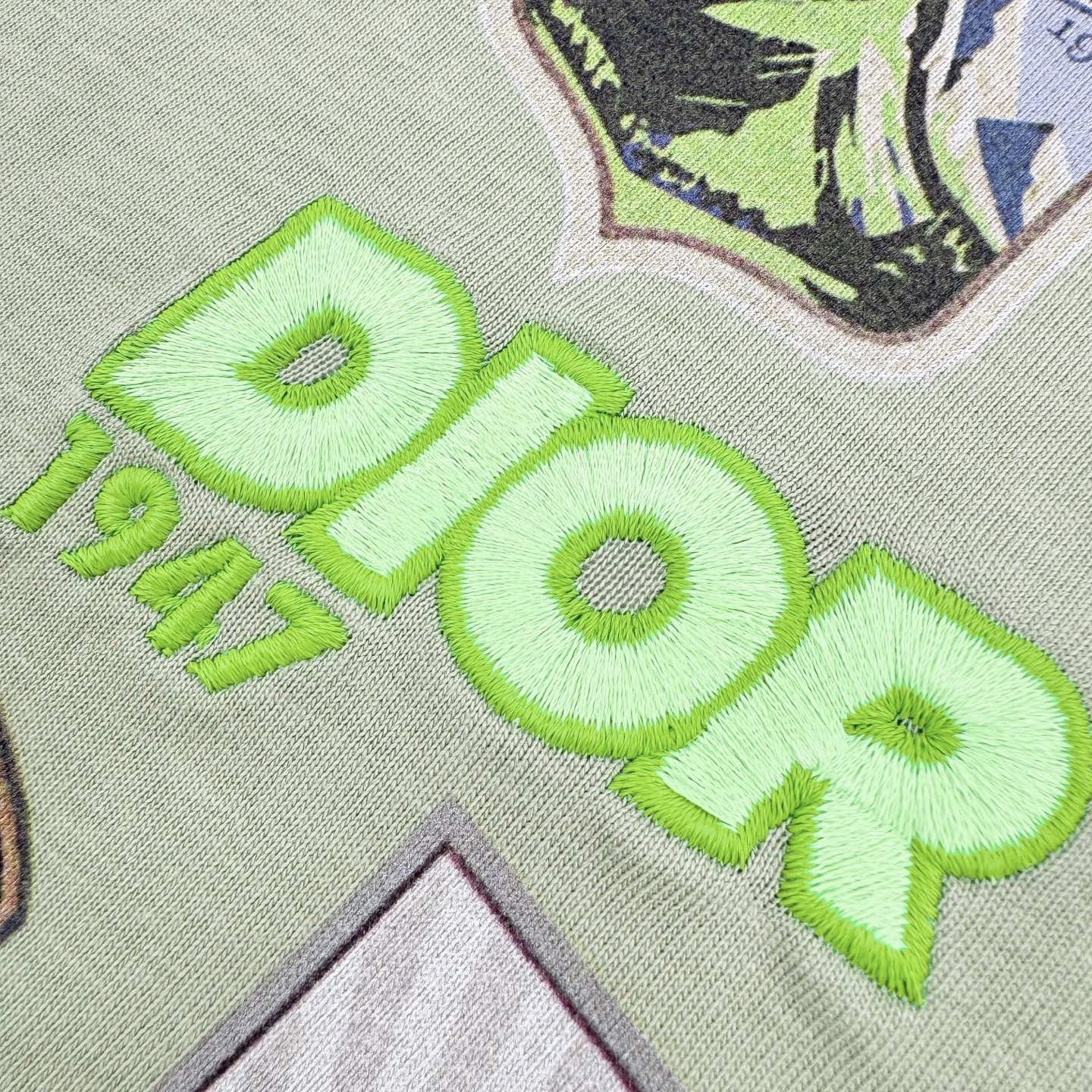 Dior CD Mountain 高山盾牌印刺短袖绿色