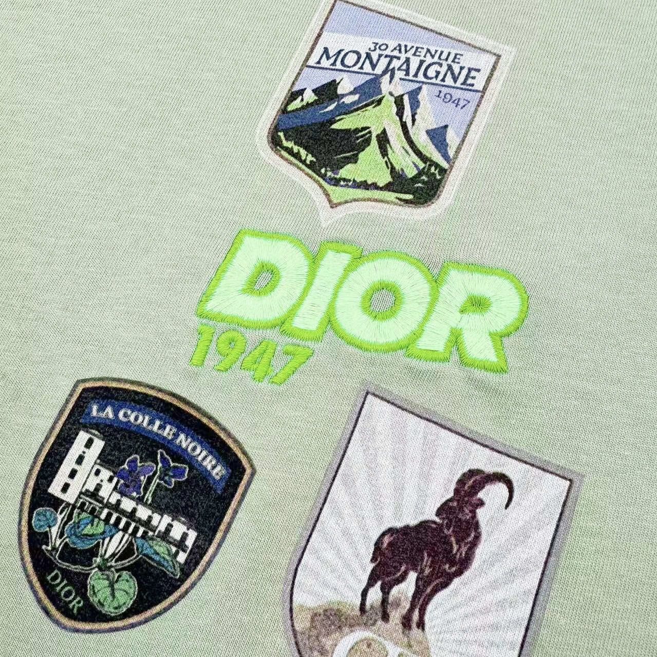 Dior CD Mountain 高山盾牌印刺短袖绿色