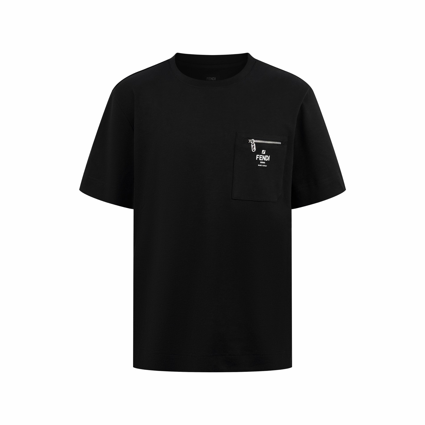 Fendi FD 口袋印花拉链短袖黑色