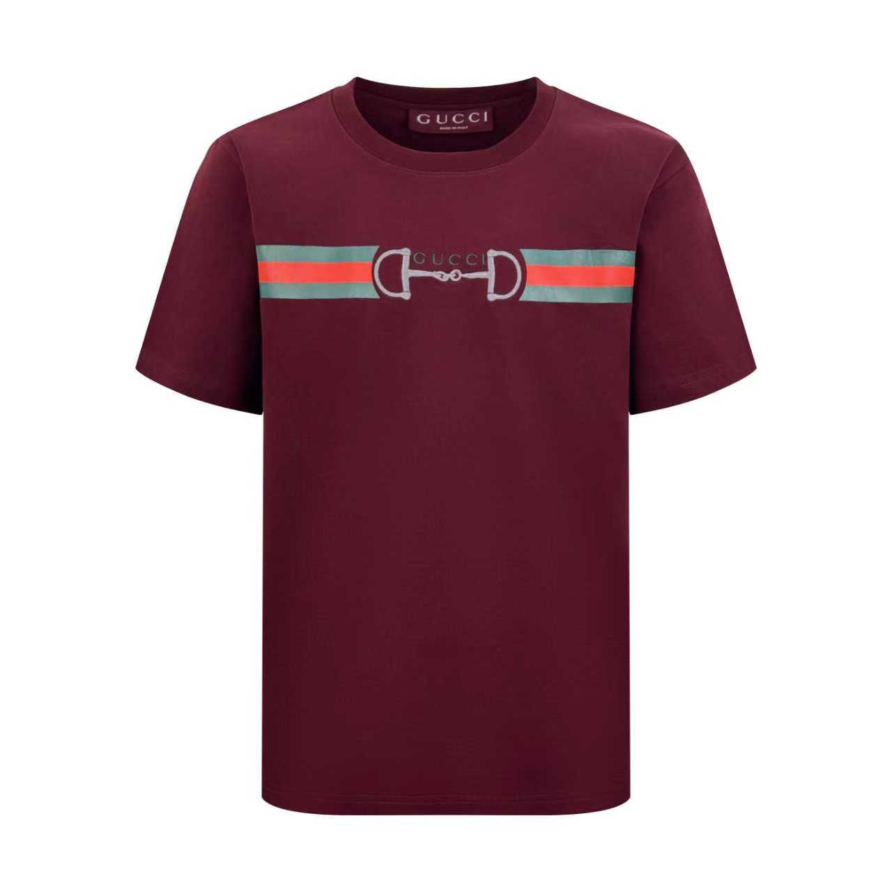 Gucci Guc 26SS 马年限定马衔扣刺绣短袖红色