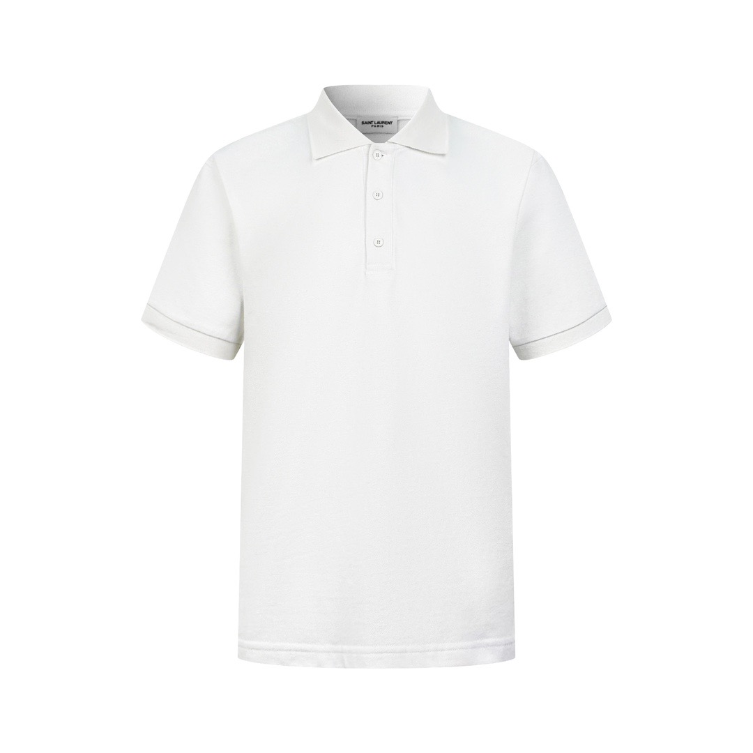 Saint Laurent Saint Laurent 标识刺绣Polo衫白色