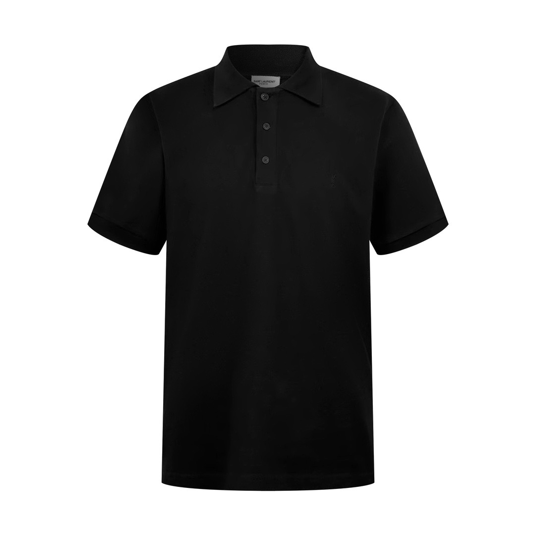 Saint Laurent Saint Laurent 标识刺绣Polo衫黑色