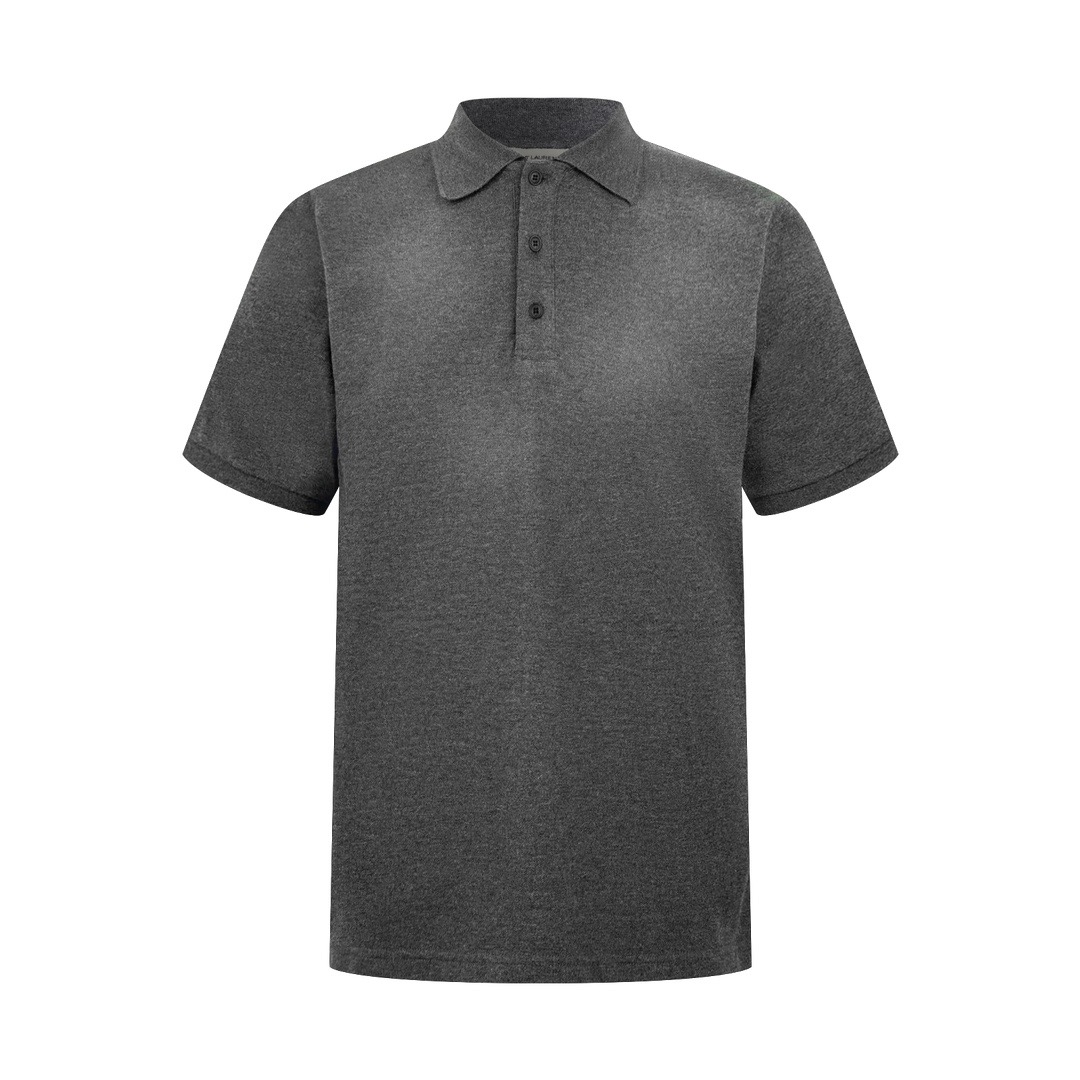 Saint Laurent Saint Laurent 标识刺绣Polo衫灰色