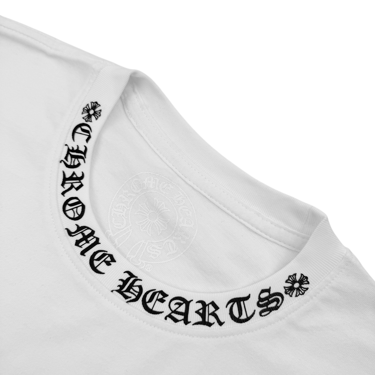 Chrome Hearts CH 克罗心领口梵文印花口袋短袖白色
