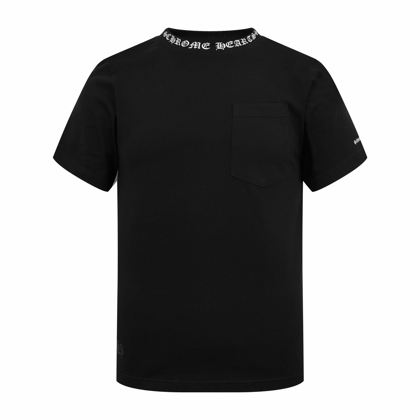 Chrome Hearts CH 克罗心领口梵文印花口袋短袖黑色