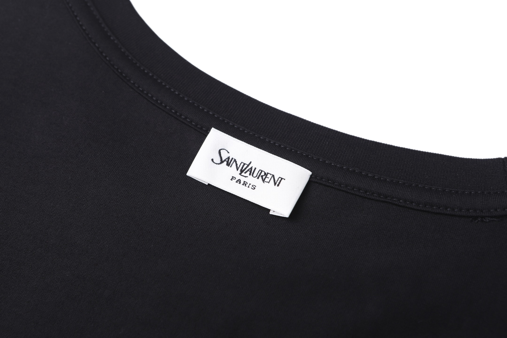 Saint Laurent Salnt Laurent 标识刺绣短袖黑色