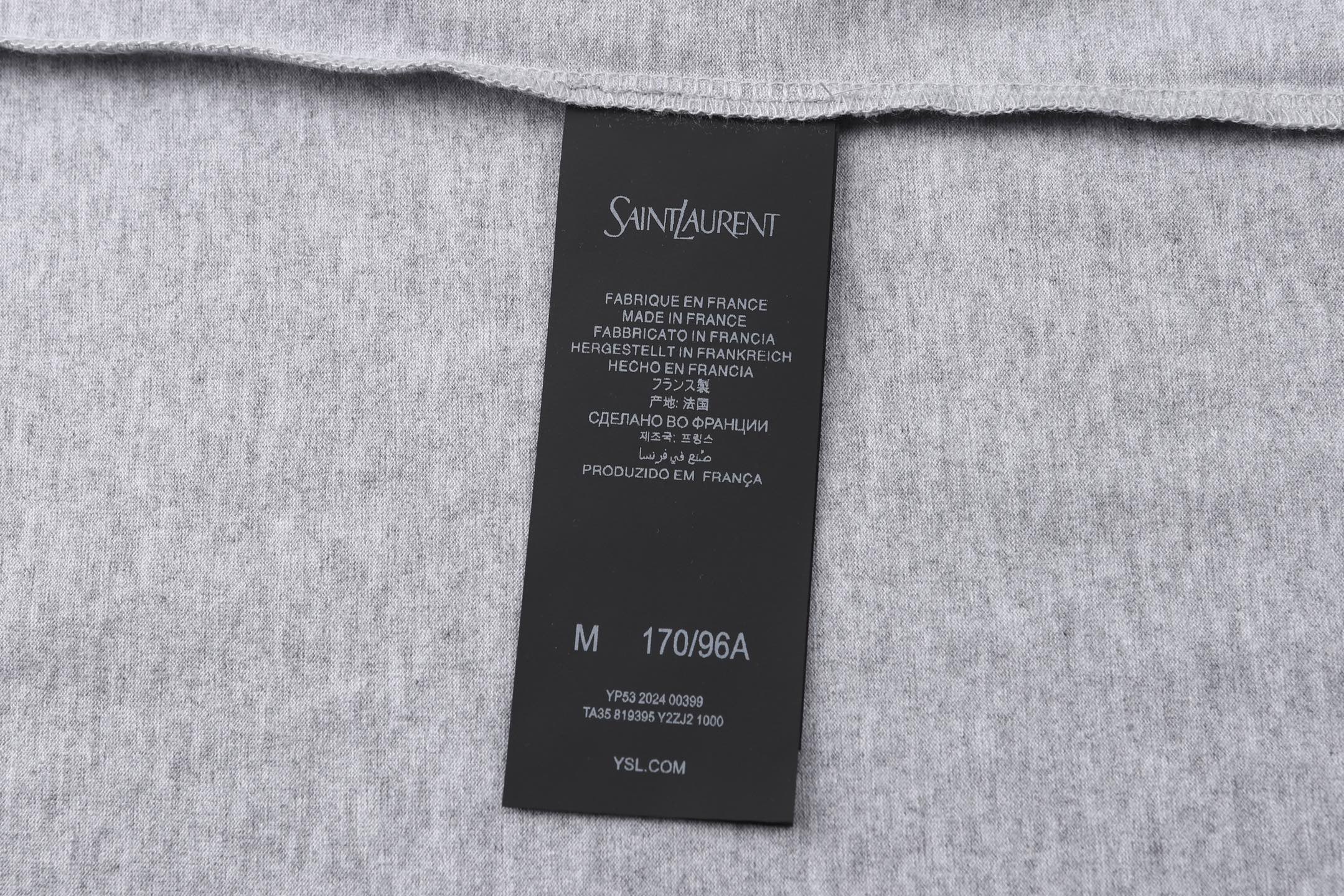 Saint Laurent Salnt Laurent 标识刺绣短袖灰色